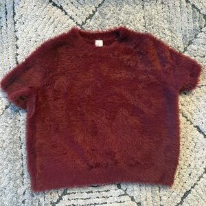 Plush Short-Sleeve Top - Wine